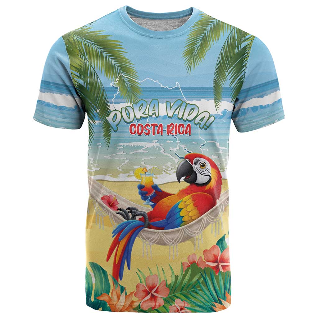 Pura Vida Costa Rica T Shirt Chilling Scarlet Macaw Tropical Vibes - Wonder Print Shop