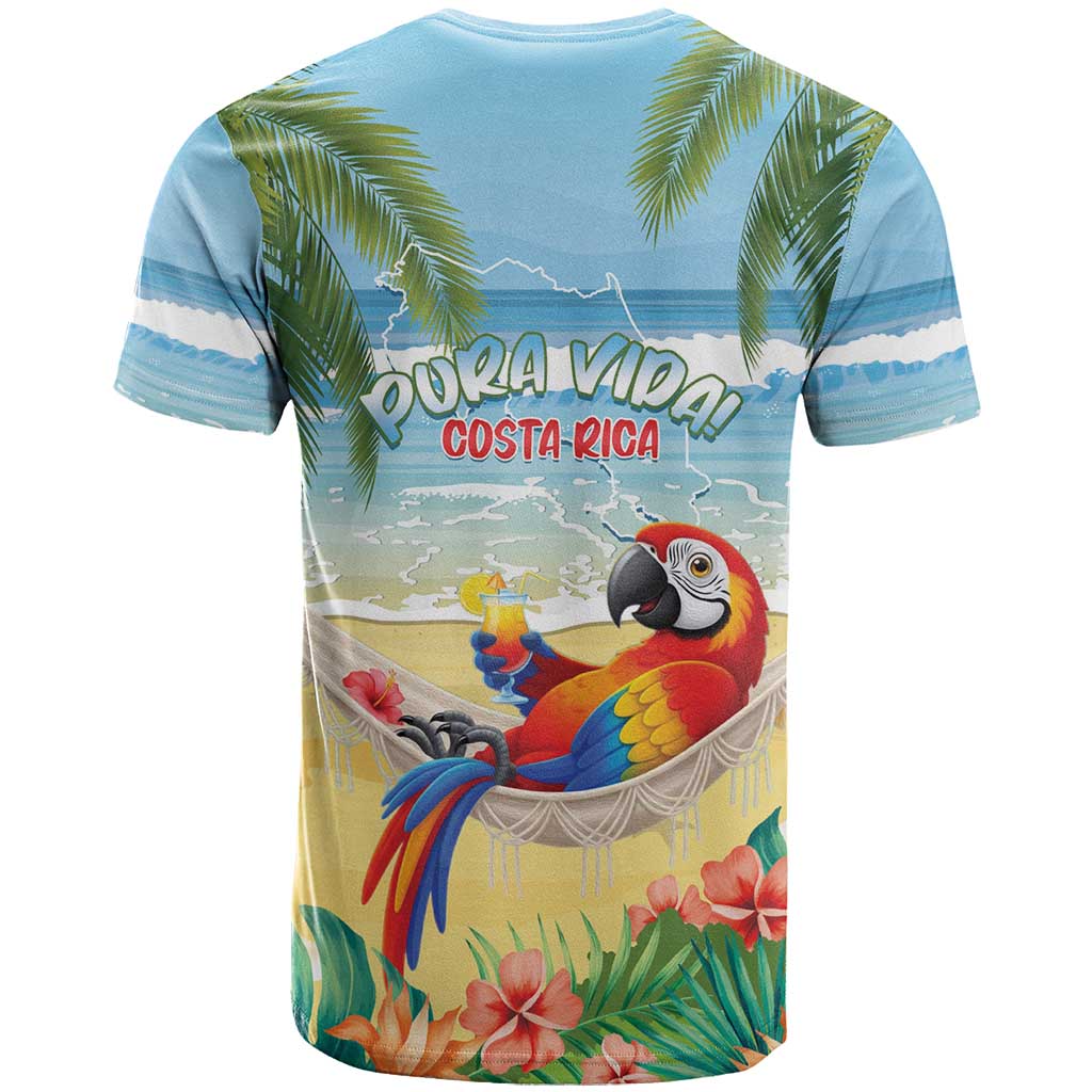 Pura Vida Costa Rica T Shirt Chilling Scarlet Macaw Tropical Vibes - Wonder Print Shop
