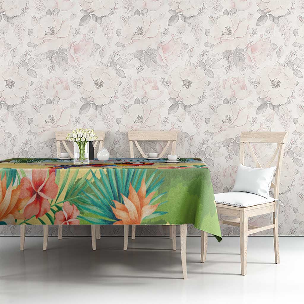 Pura Vida Costa Rica Tablecloth Chilling Scarlet Macaw Tropical Vibes - Wonder Print Shop