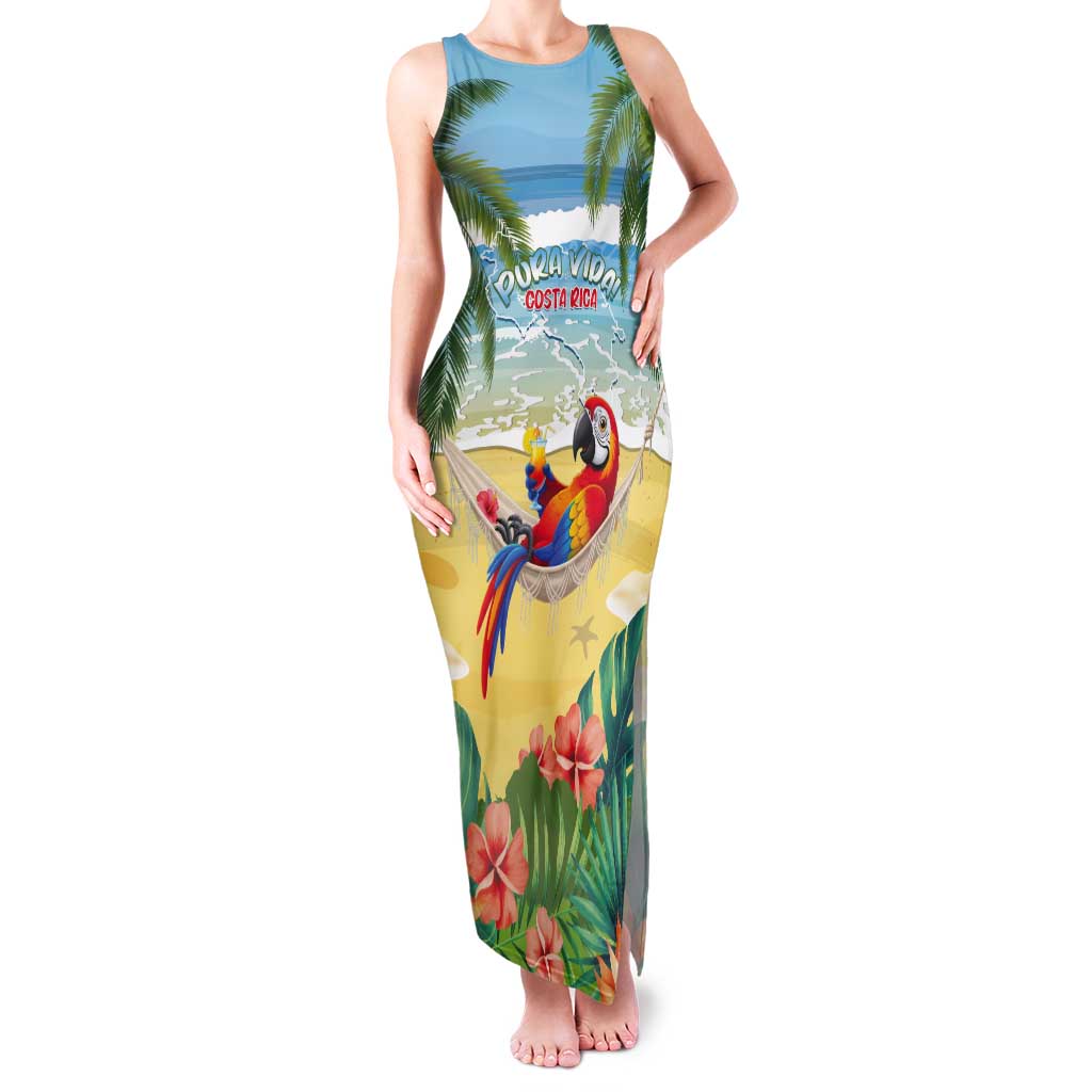 Pura Vida Costa Rica Tank Maxi Dress Chilling Scarlet Macaw Tropical Vibes - Wonder Print Shop