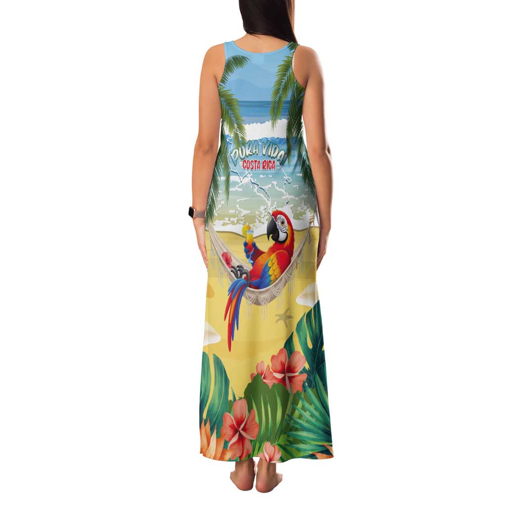 Pura Vida Costa Rica Tank Maxi Dress Chilling Scarlet Macaw Tropical Vibes - Wonder Print Shop