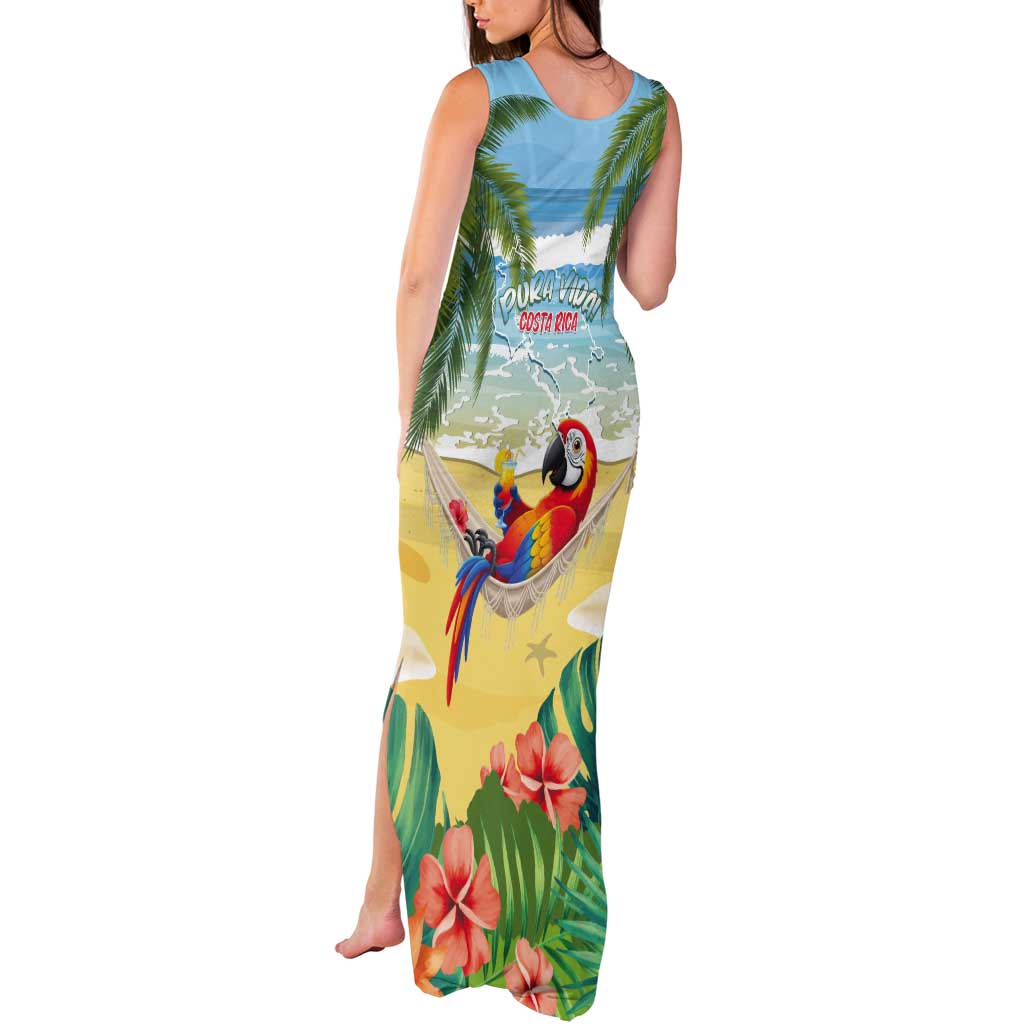 Pura Vida Costa Rica Tank Maxi Dress Chilling Scarlet Macaw Tropical Vibes - Wonder Print Shop