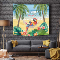 Pura Vida Costa Rica Tapestry Chilling Scarlet Macaw Tropical Vibes - Wonder Print Shop