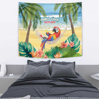 Pura Vida Costa Rica Tapestry Chilling Scarlet Macaw Tropical Vibes - Wonder Print Shop