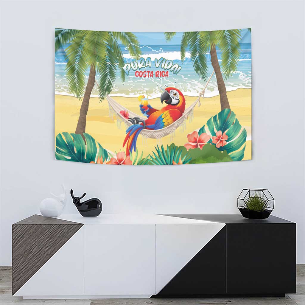 Pura Vida Costa Rica Tapestry Chilling Scarlet Macaw Tropical Vibes - Wonder Print Shop