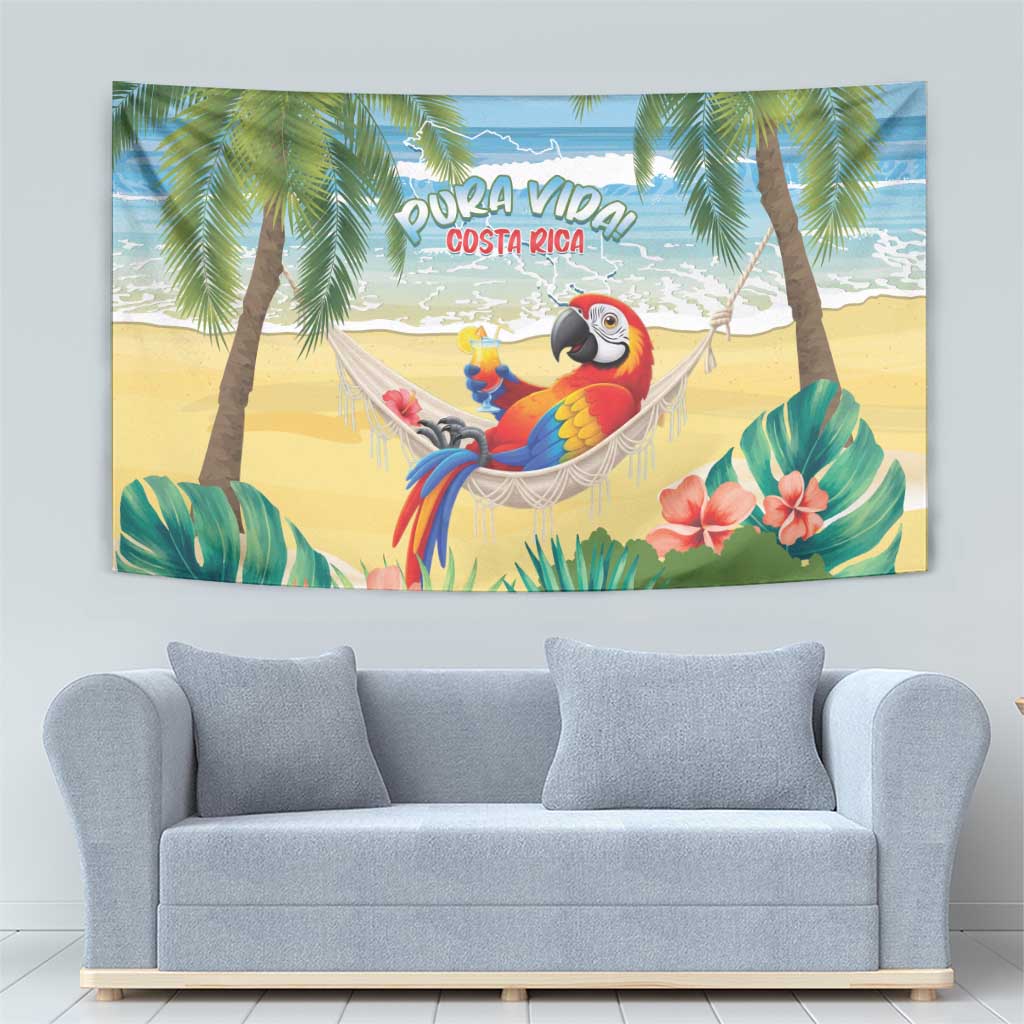Pura Vida Costa Rica Tapestry Chilling Scarlet Macaw Tropical Vibes - Wonder Print Shop