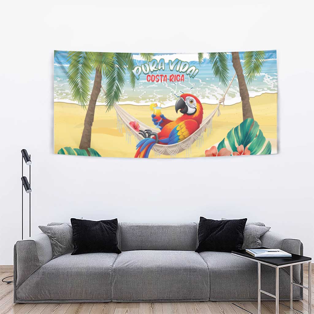 Pura Vida Costa Rica Tapestry Chilling Scarlet Macaw Tropical Vibes - Wonder Print Shop