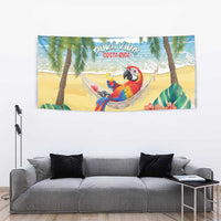 Pura Vida Costa Rica Tapestry Chilling Scarlet Macaw Tropical Vibes - Wonder Print Shop