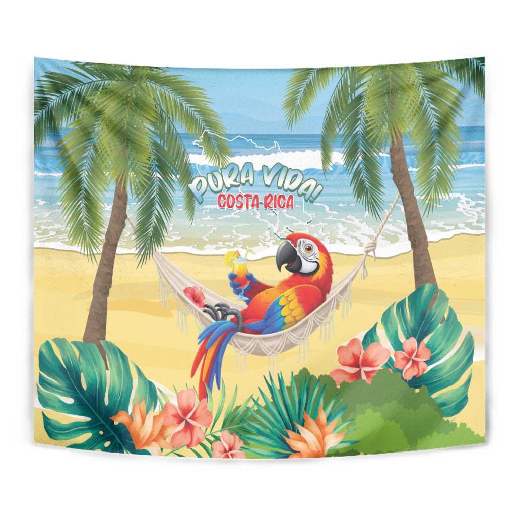 Pura Vida Costa Rica Tapestry Chilling Scarlet Macaw Tropical Vibes - Wonder Print Shop