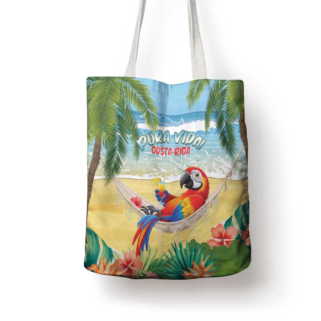 Pura Vida Costa Rica Tote Bag Chilling Scarlet Macaw Tropical Vibes - Wonder Print Shop