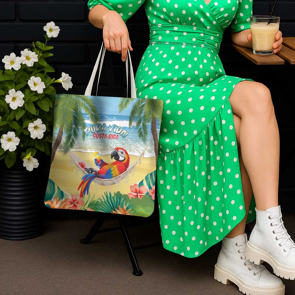 Pura Vida Costa Rica Tote Bag Chilling Scarlet Macaw Tropical Vibes - Wonder Print Shop