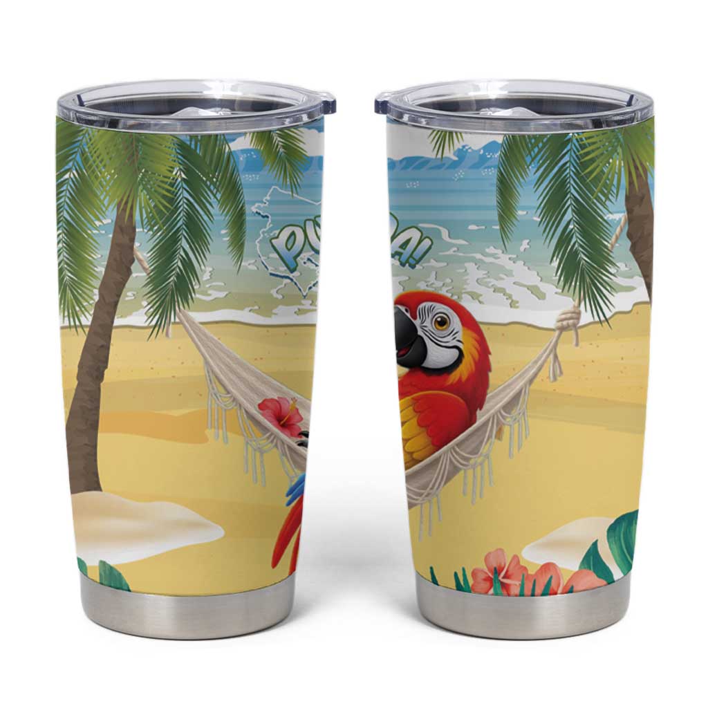 Pura Vida Costa Rica Tumbler Cup Chilling Scarlet Macaw Tropical Vibes - Wonder Print Shop