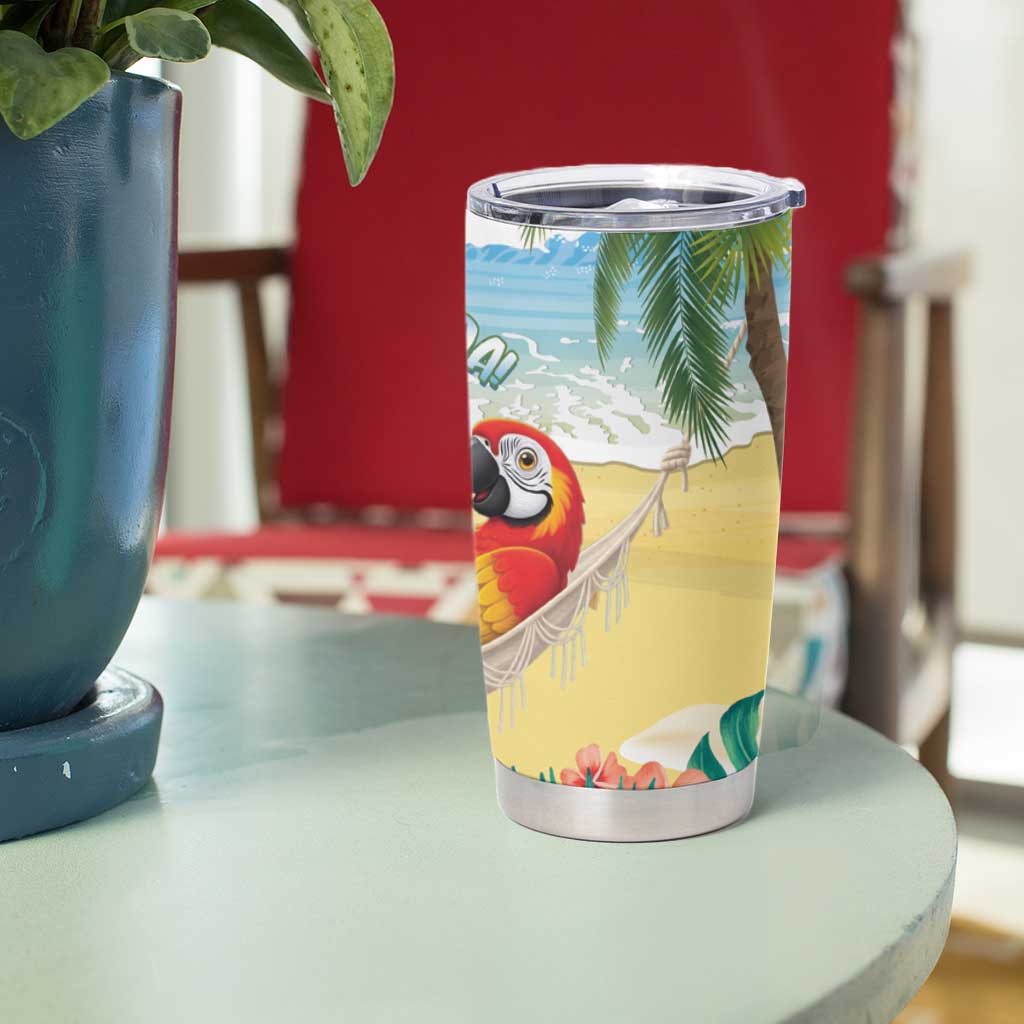 Pura Vida Costa Rica Tumbler Cup Chilling Scarlet Macaw Tropical Vibes - Wonder Print Shop