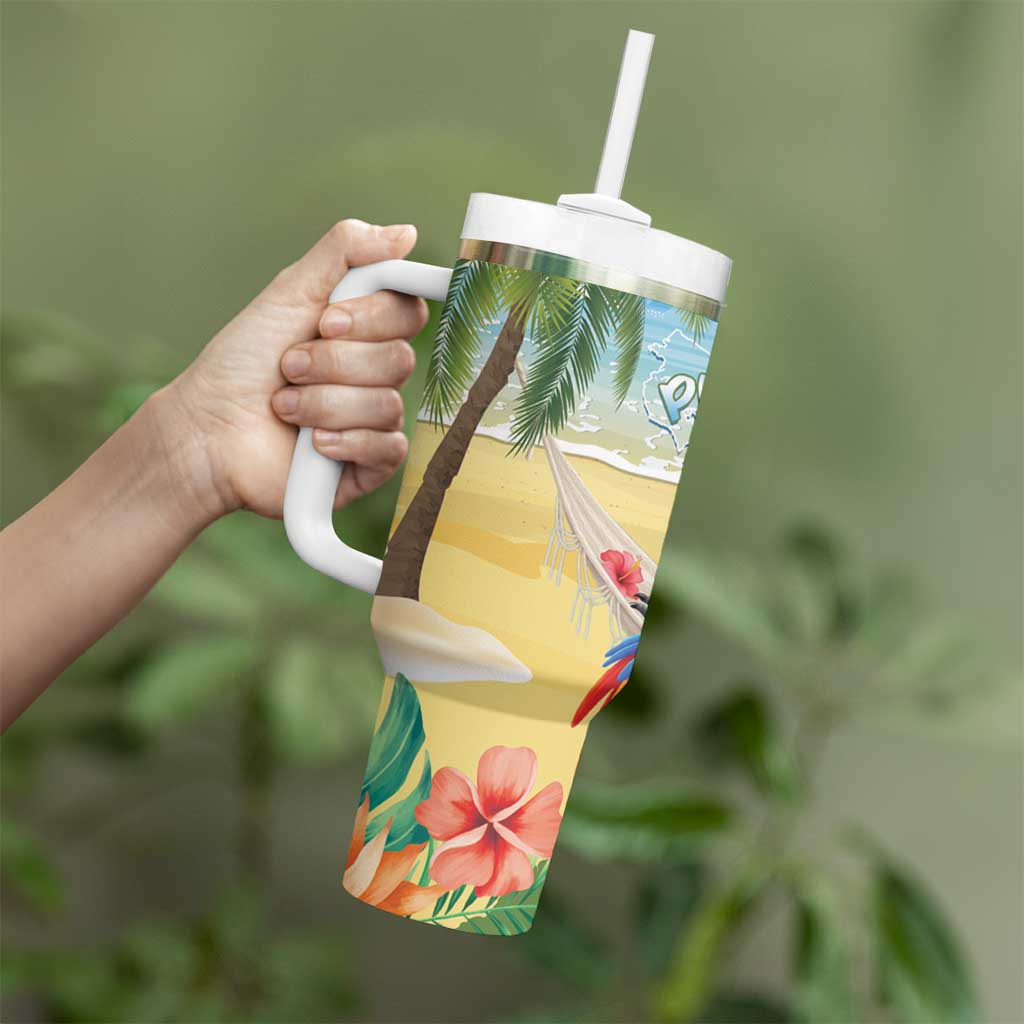 Pura Vida Costa Rica Tumbler With Handle Chilling Scarlet Macaw Tropical Vibes - Wonder Print Shop