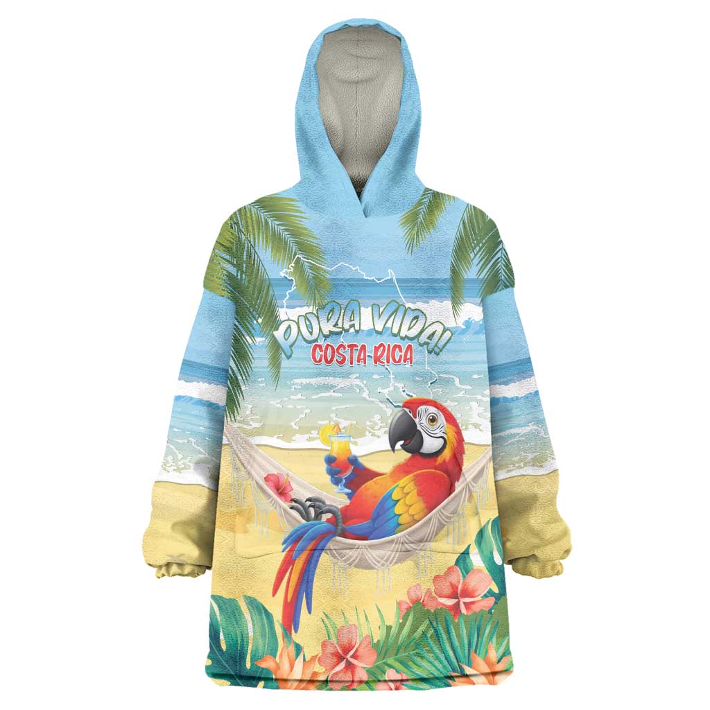 Pura Vida Costa Rica Wearable Blanket Hoodie Chilling Scarlet Macaw Tropical Vibes - Wonder Print Shop