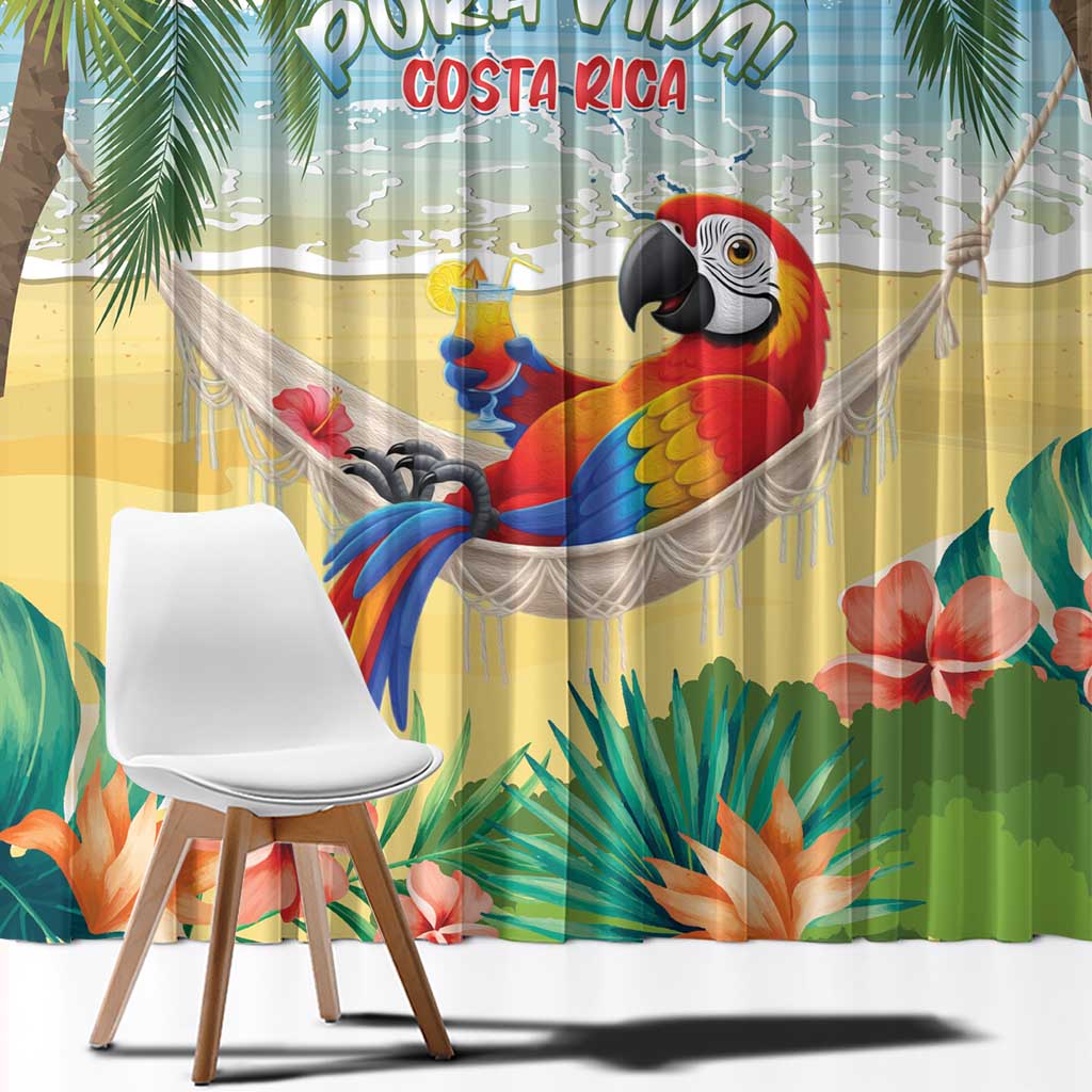 Pura Vida Costa Rica Window Curtain Chilling Scarlet Macaw Tropical Vibes - Wonder Print Shop