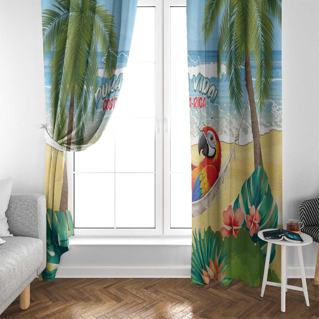 Pura Vida Costa Rica Window Curtain Chilling Scarlet Macaw Tropical Vibes - Wonder Print Shop