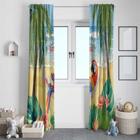 Pura Vida Costa Rica Window Curtain Chilling Scarlet Macaw Tropical Vibes - Wonder Print Shop