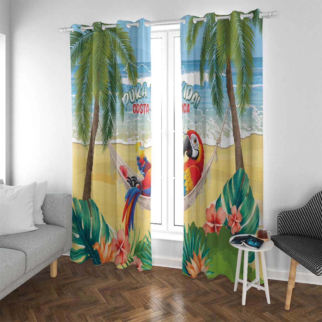 Pura Vida Costa Rica Window Curtain Chilling Scarlet Macaw Tropical Vibes - Wonder Print Shop