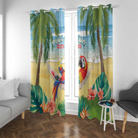 Pura Vida Costa Rica Window Curtain Chilling Scarlet Macaw Tropical Vibes - Wonder Print Shop