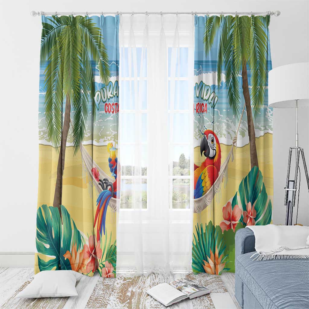 Pura Vida Costa Rica Window Curtain Chilling Scarlet Macaw Tropical Vibes - Wonder Print Shop