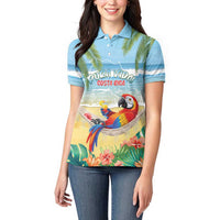 Pura Vida Costa Rica Women Polo Shirt Chilling Scarlet Macaw Tropical Vibes - Wonder Print Shop