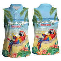 Pura Vida Costa Rica Women Sleeveless Polo Shirt Chilling Scarlet Macaw Tropical Vibes - Wonder Print Shop