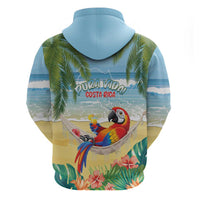 Pura Vida Costa Rica Zip Hoodie Chilling Scarlet Macaw Tropical Vibes - Wonder Print Shop