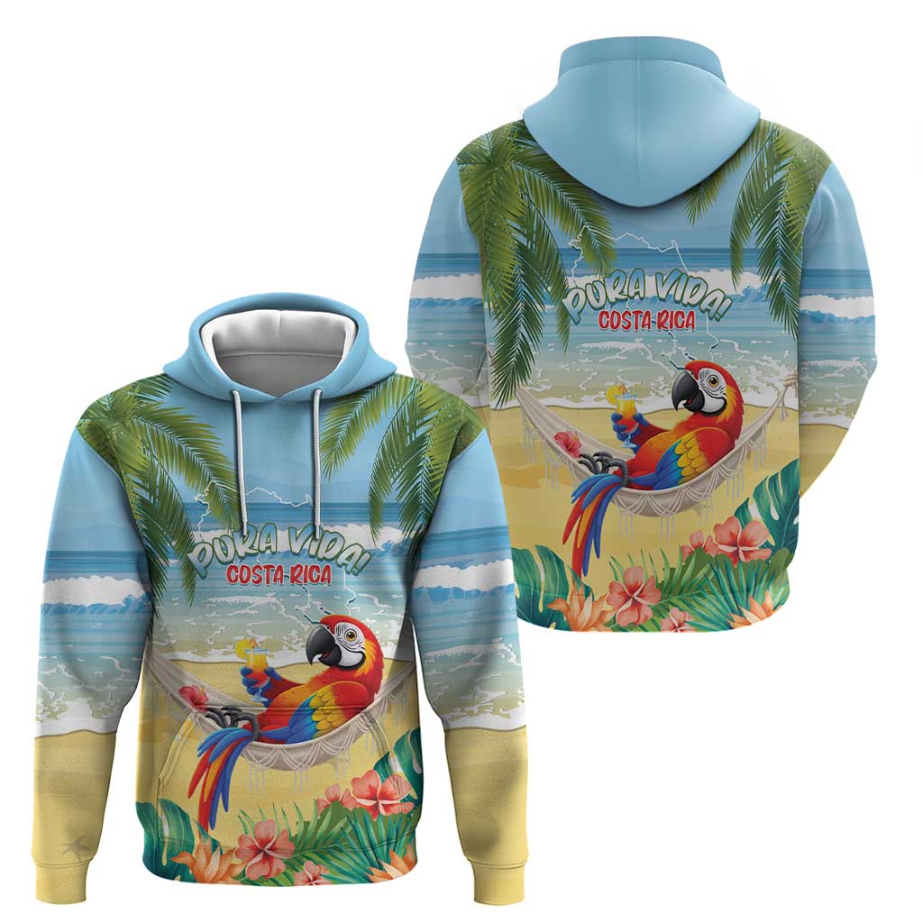 Pura Vida Costa Rica Zip Hoodie Chilling Scarlet Macaw Tropical Vibes - Wonder Print Shop