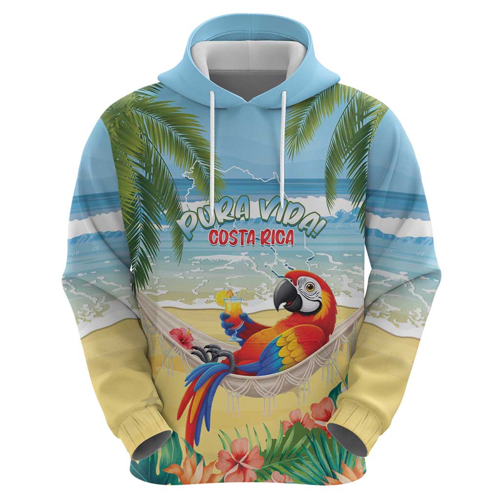 Pura Vida Costa Rica Zip Hoodie Chilling Scarlet Macaw Tropical Vibes - Wonder Print Shop
