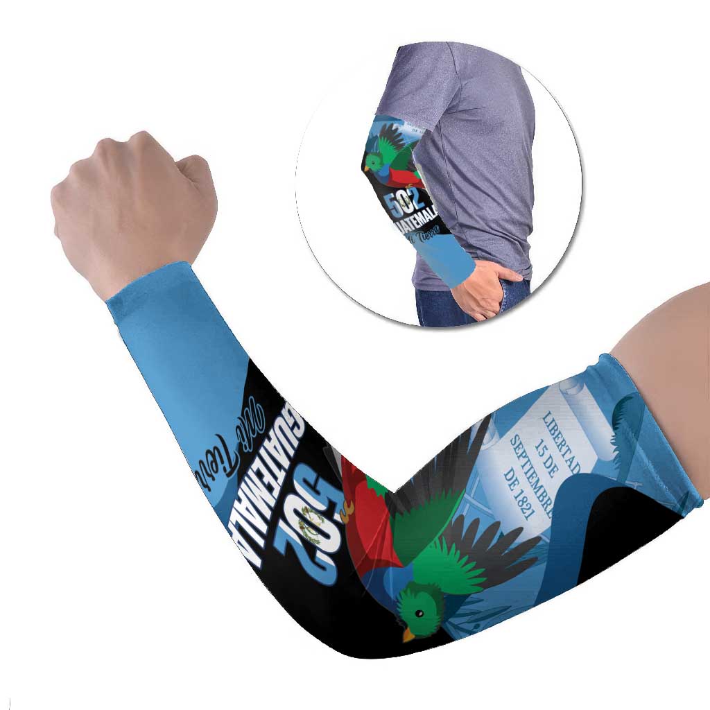 Guatemala Independence Day Arm Sleeves 502 Mi Tierra Resplendent Quetzal - Wonder Print Shop
