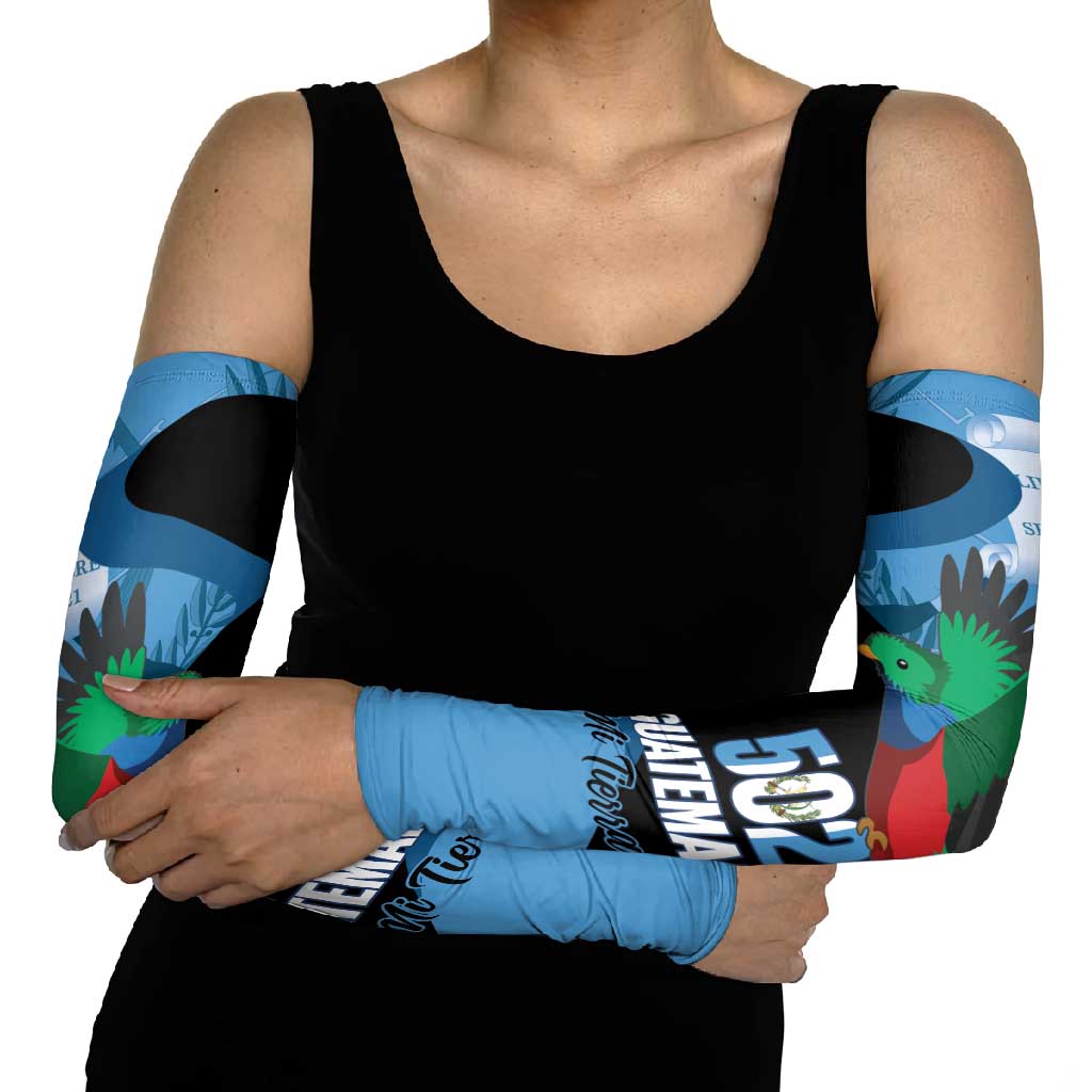 Guatemala Independence Day Arm Sleeves 502 Mi Tierra Resplendent Quetzal - Wonder Print Shop