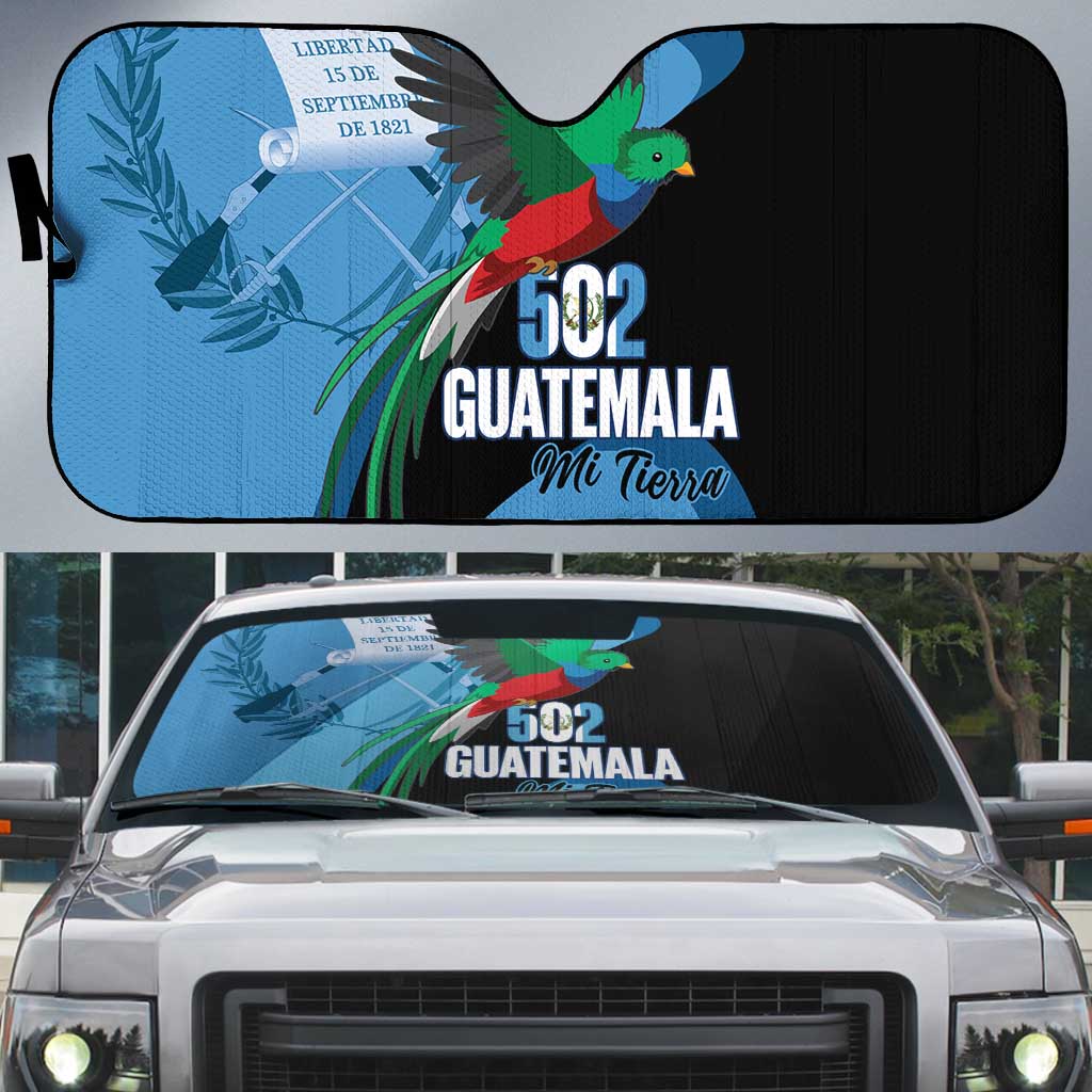 Guatemala Independence Day Auto Sun Shade 502 Mi Tierra Resplendent Quetzal - Wonder Print Shop