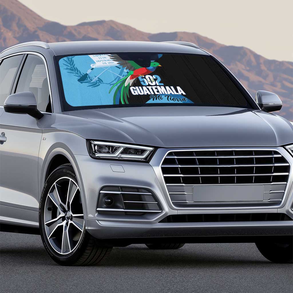 Guatemala Independence Day Auto Sun Shade 502 Mi Tierra Resplendent Quetzal - Wonder Print Shop