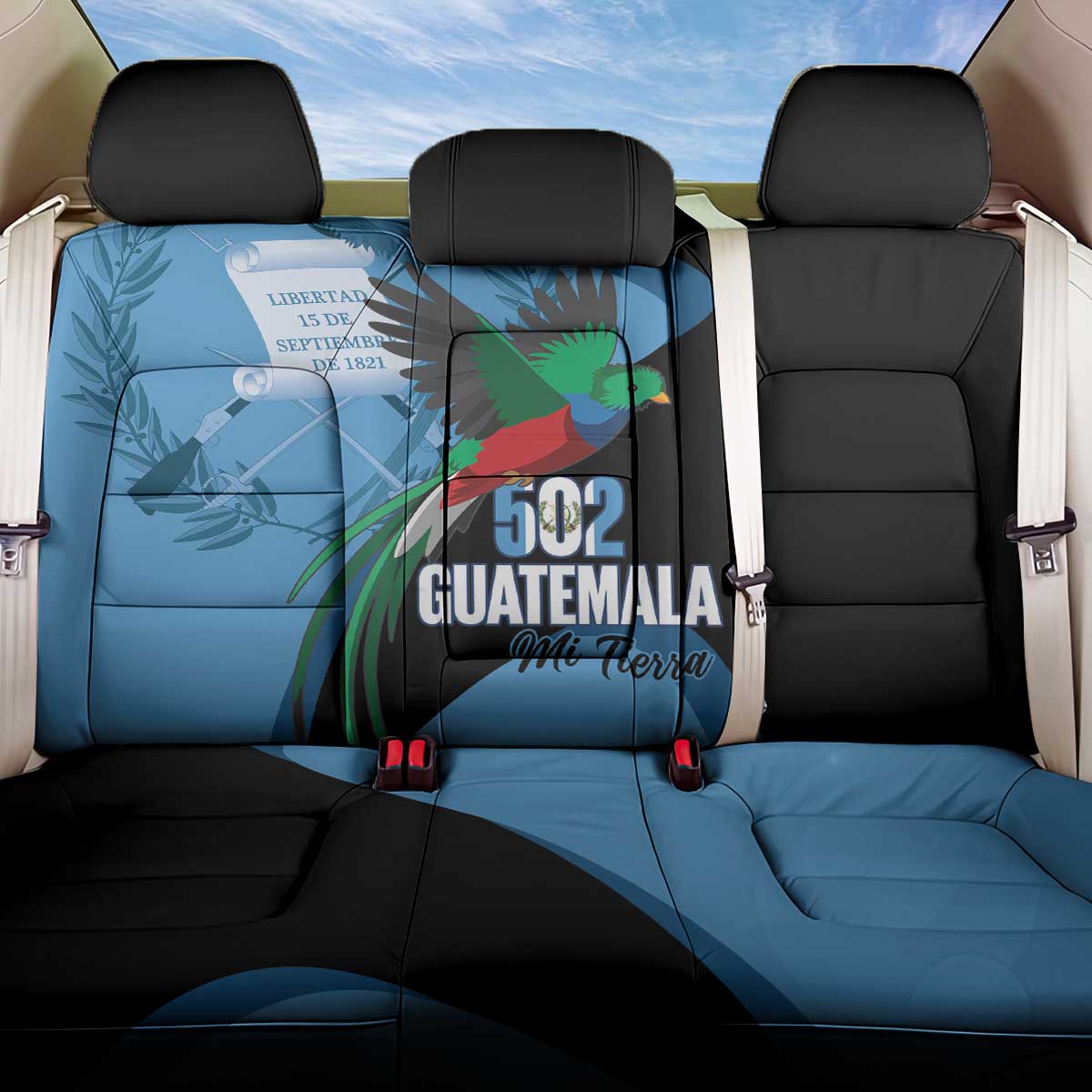 Guatemala Independence Day Back Car Seat Cover 502 Mi Tierra Resplendent Quetzal - Wonder Print Shop