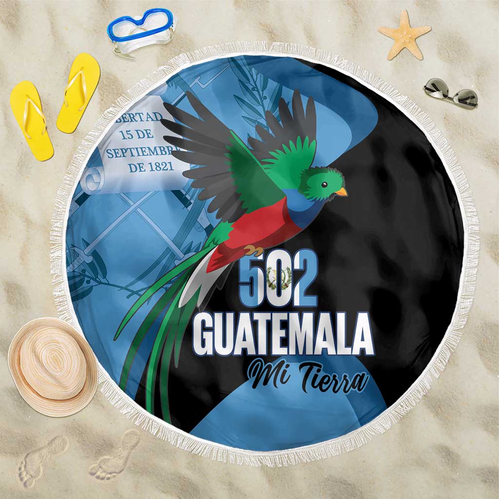 Guatemala Independence Day Beach Blanket 502 Mi Tierra Resplendent Quetzal - Wonder Print Shop