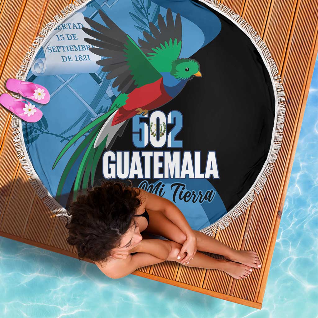 Guatemala Independence Day Beach Blanket 502 Mi Tierra Resplendent Quetzal - Wonder Print Shop
