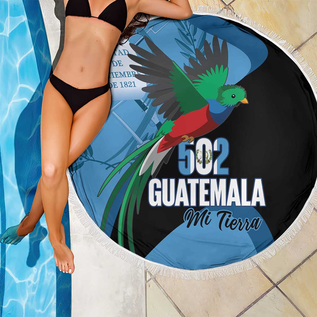 Guatemala Independence Day Beach Blanket 502 Mi Tierra Resplendent Quetzal - Wonder Print Shop