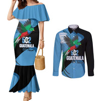 Guatemala Independence Day Couples Matching Mermaid Dress and Long Sleeve Button Shirt 502 Mi Tierra Resplendent Quetzal - Wonder Print Shop