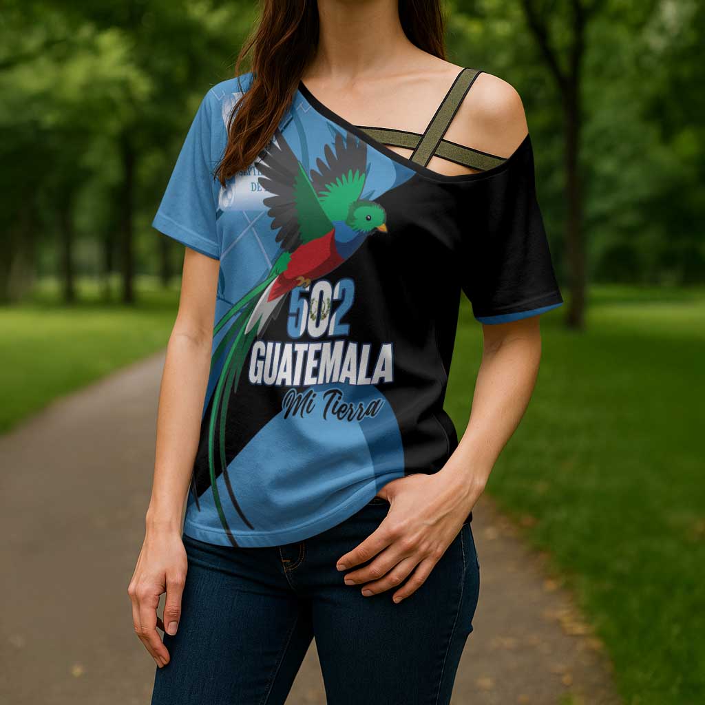 Guatemala Independence Day Cross Shoulder Shirt 502 Mi Tierra Resplendent Quetzal - Wonder Print Shop