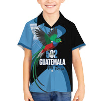 Guatemala Independence Day Family Matching Off The Shoulder Long Sleeve Dress and Hawaiian Shirt 502 Mi Tierra Resplendent Quetzal - Wonder Print Shop