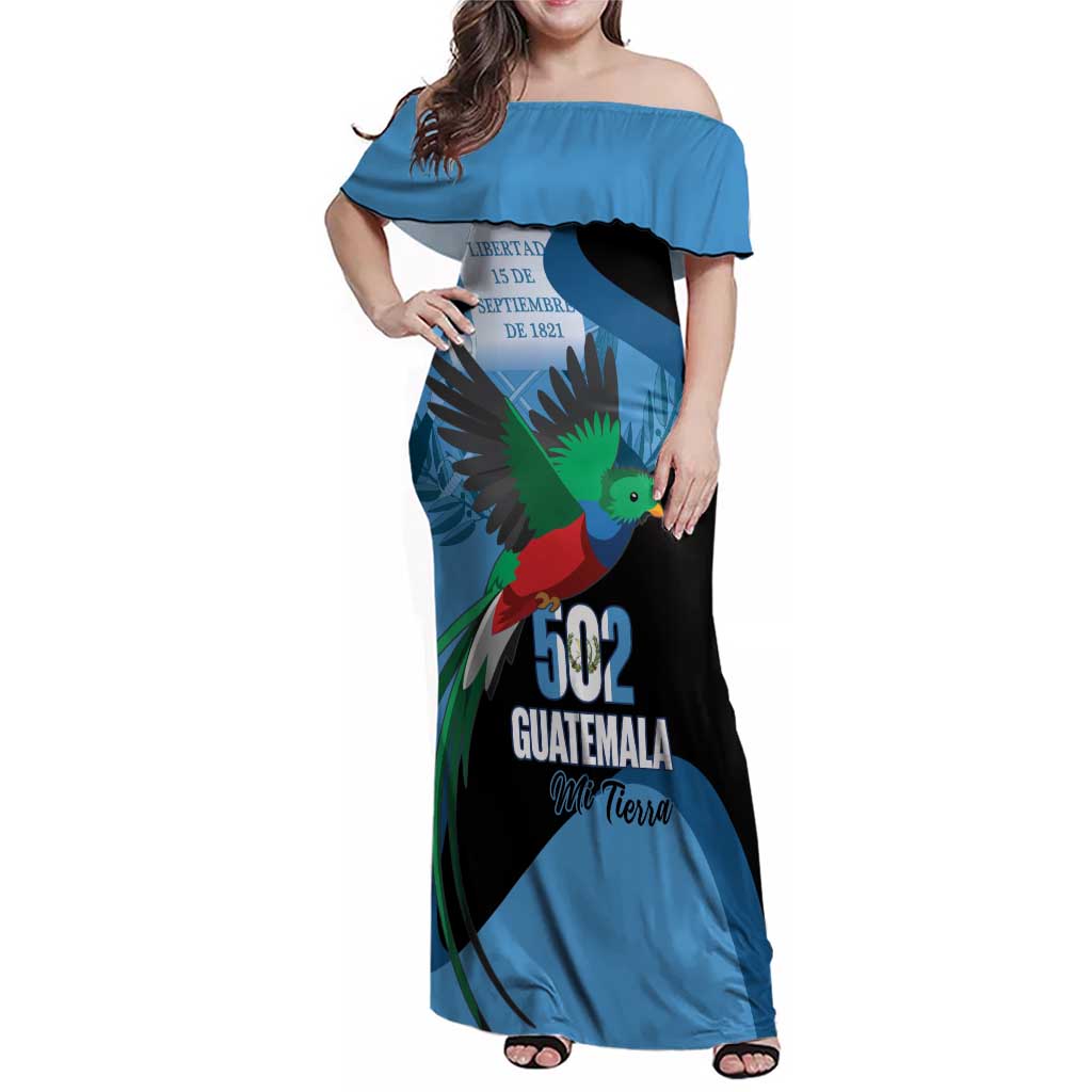 Guatemala Independence Day Family Matching Off Shoulder Maxi Dress and Hawaiian Shirt 502 Mi Tierra Resplendent Quetzal - Wonder Print Shop