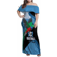 Guatemala Independence Day Family Matching Off Shoulder Maxi Dress and Hawaiian Shirt 502 Mi Tierra Resplendent Quetzal - Wonder Print Shop