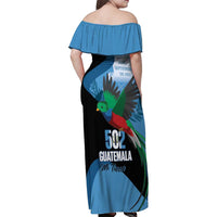 Guatemala Independence Day Family Matching Off Shoulder Maxi Dress and Hawaiian Shirt 502 Mi Tierra Resplendent Quetzal - Wonder Print Shop