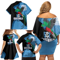 Guatemala Independence Day Family Matching Off Shoulder Short Dress and Hawaiian Shirt 502 Mi Tierra Resplendent Quetzal - Wonder Print Shop