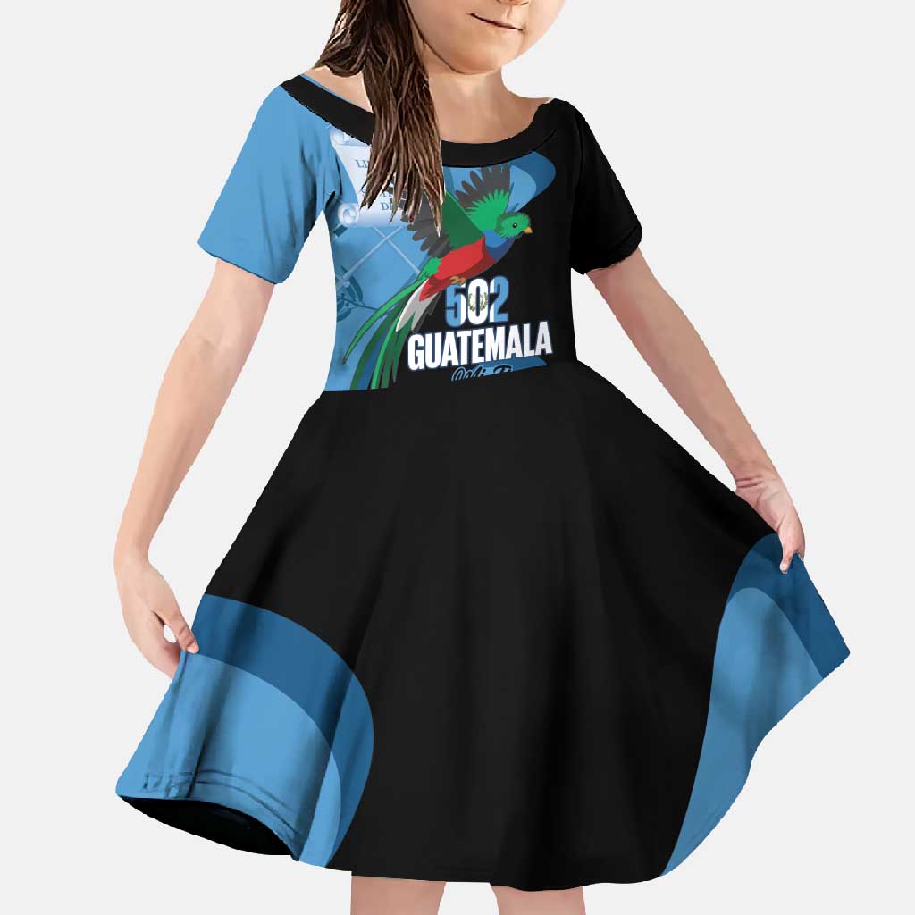Guatemala Independence Day Family Matching Short Sleeve Bodycon Dress and Hawaiian Shirt 502 Mi Tierra Resplendent Quetzal - Wonder Print Shop