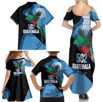 Guatemala Independence Day Family Matching Summer Maxi Dress and Hawaiian Shirt 502 Mi Tierra Resplendent Quetzal - Wonder Print Shop