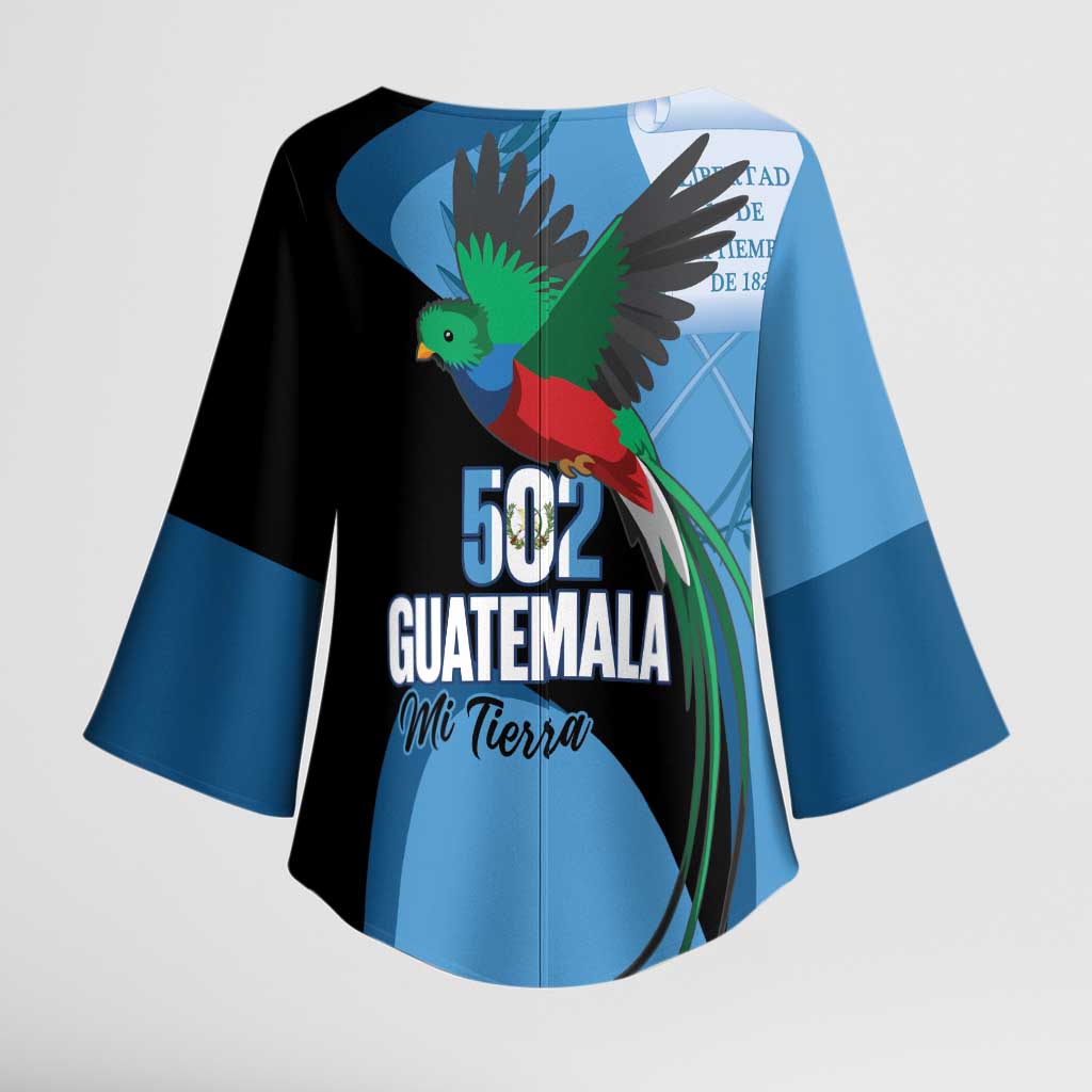 Guatemala Independence Day Kimono Sleeve Blouse 502 Mi Tierra Resplendent Quetzal - Wonder Print Shop