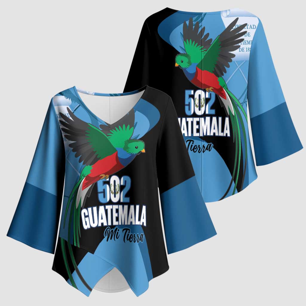 Guatemala Independence Day Kimono Sleeve Blouse 502 Mi Tierra Resplendent Quetzal - Wonder Print Shop