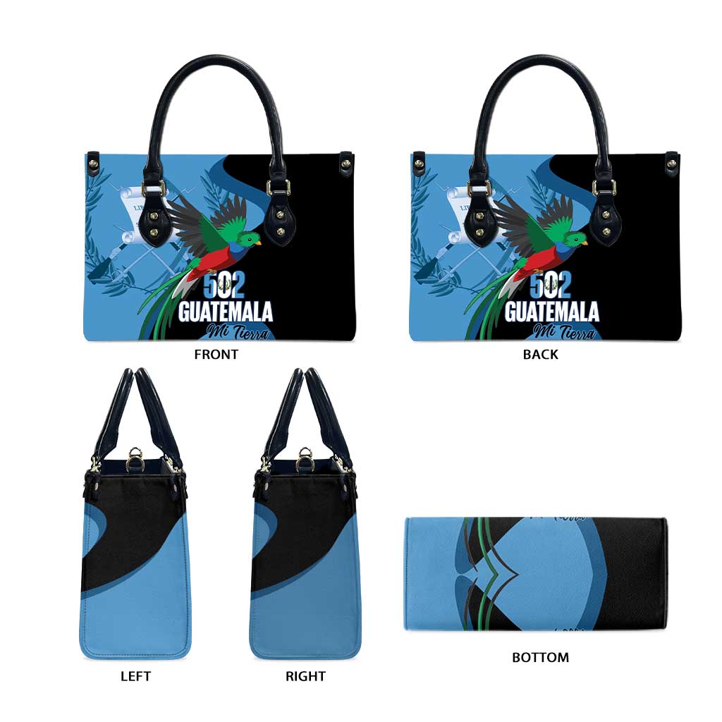 Guatemala Independence Day Leather Bag 502 Mi Tierra Resplendent Quetzal - Wonder Print Shop